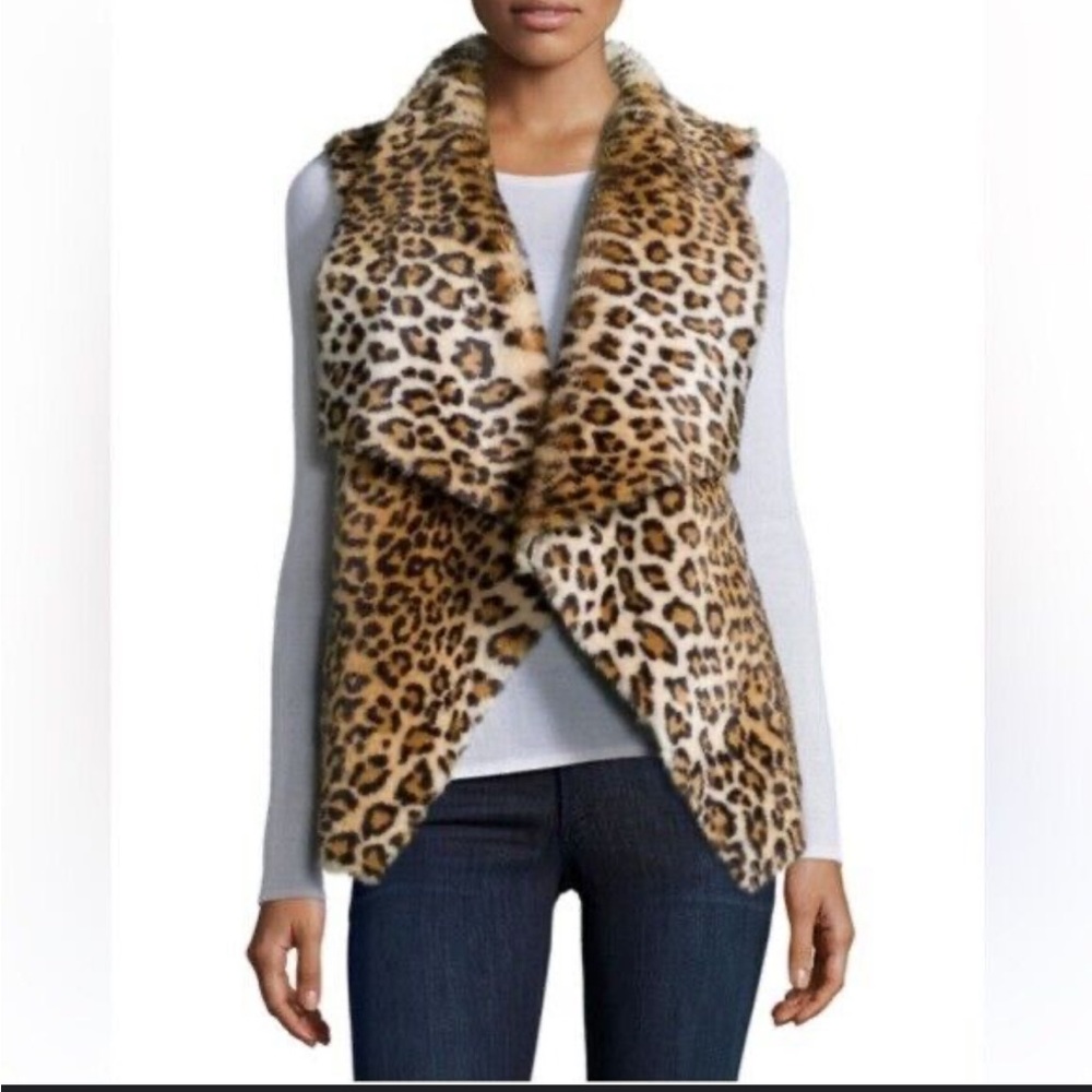 Velvet By Graham and Spencer Leopard Faux Fur Shell Coat